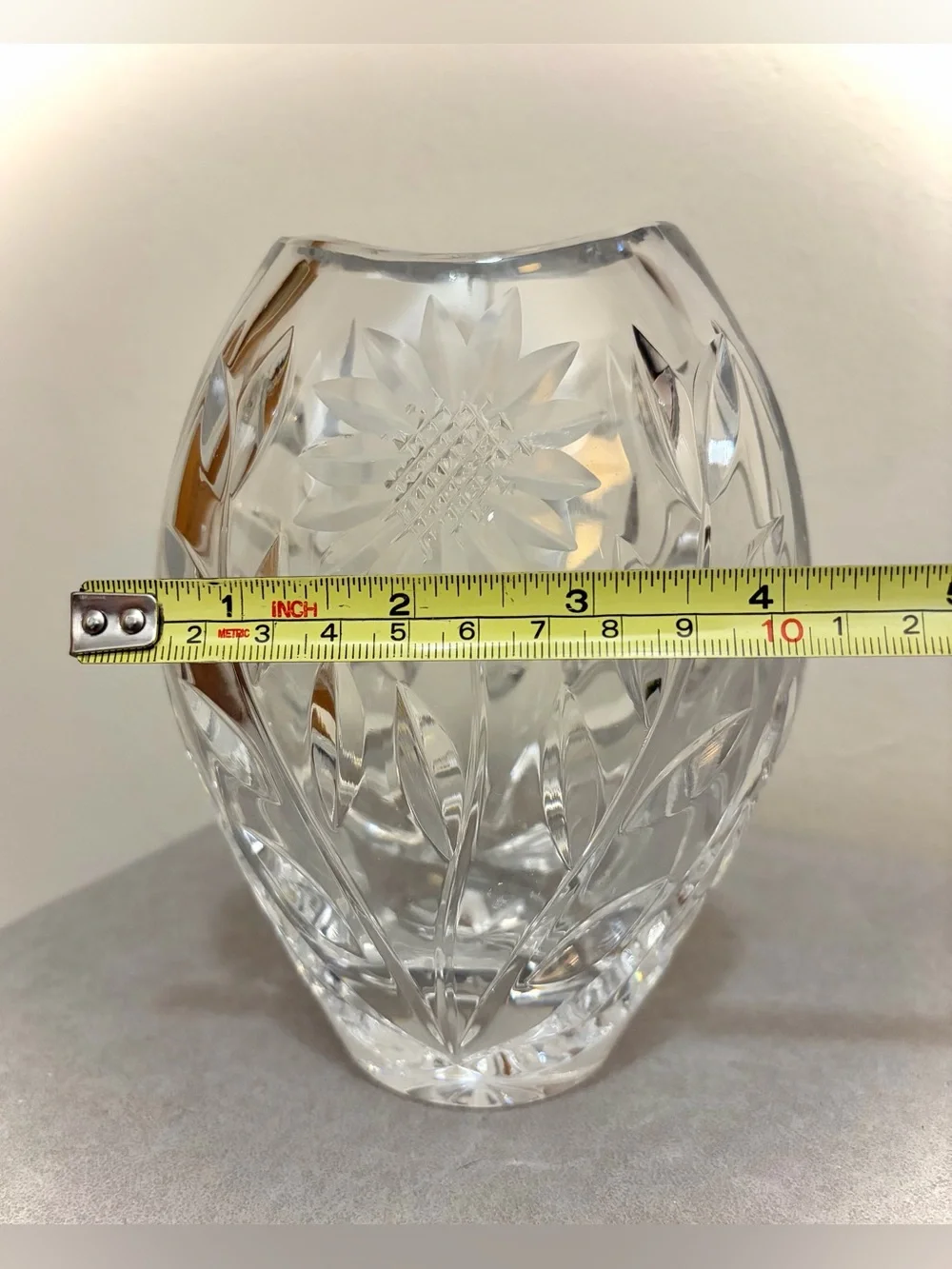 German Lausitzer Margaret Sunflower Lead Crystal Vase Vintage 1960s W Germany